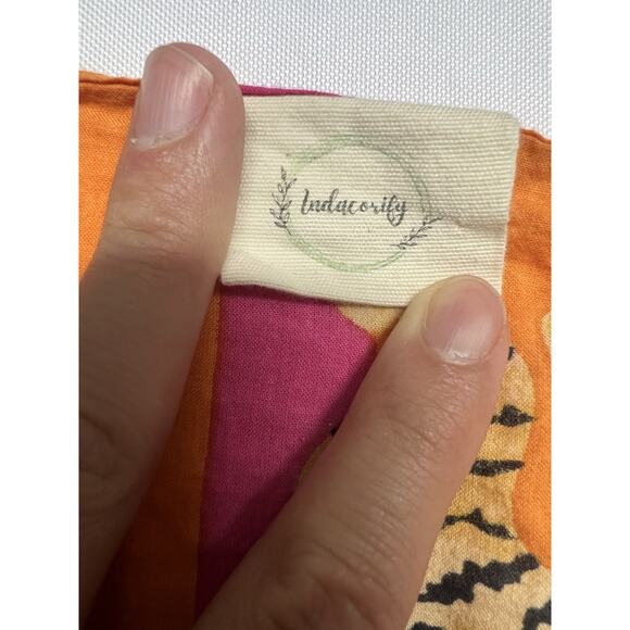 Indacorify Tiger Print Kaftan Beach Cover Up Cotton Indian Resortwear Pink - Picture 7 of 11